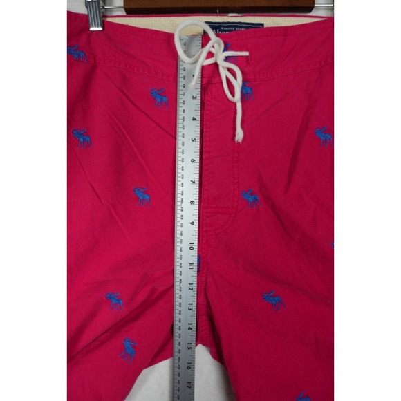 Abercrombie & Fitch‎ Shorts Mens XL Red Moose All over Print Bermuda Baggy - Picture 6 of 8